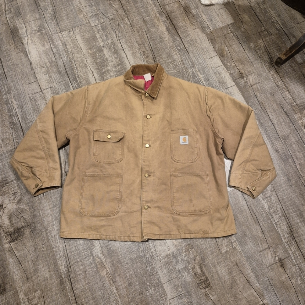 Carhartt Chore Jacket Vintage Red Quilted Lining Mens